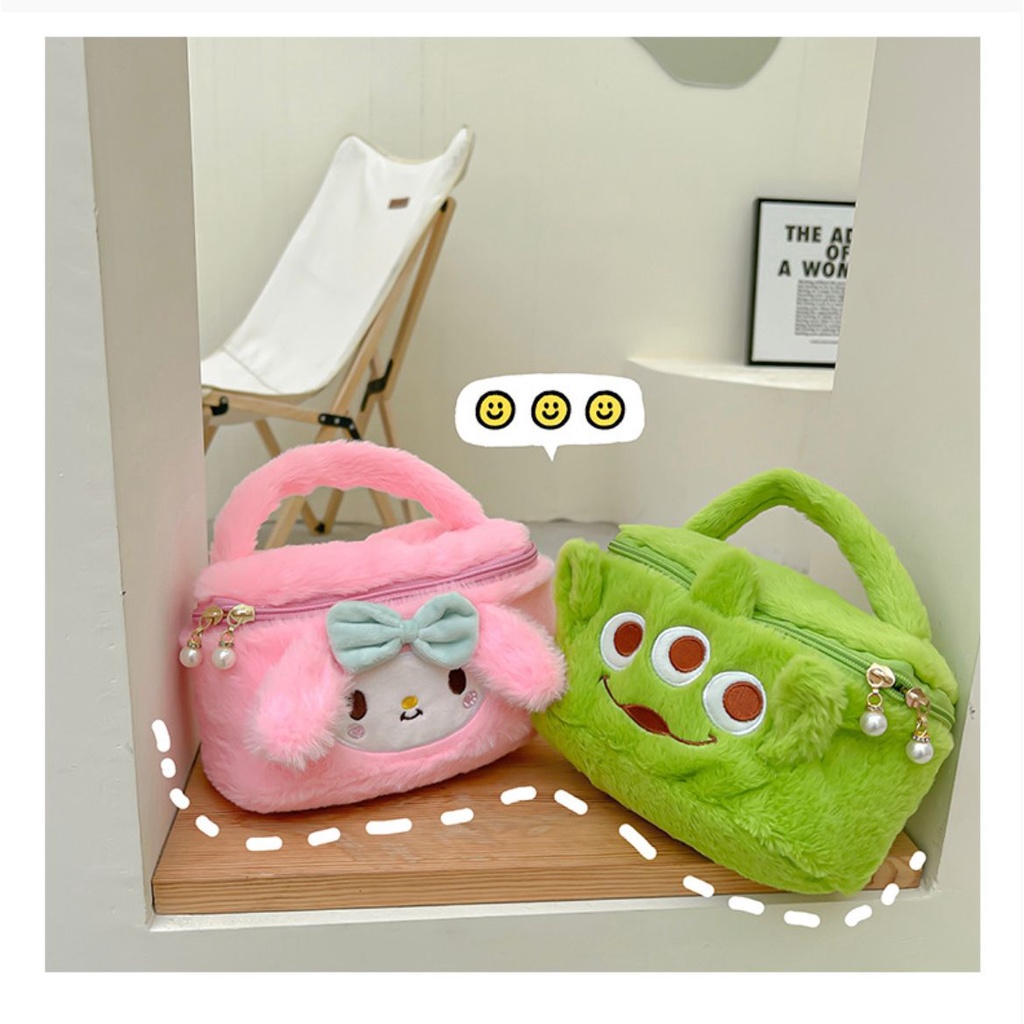 TAS TANGAN MELODY KIRBY KUROMI ALIEN POUCH MAKE UP KOSMETIK LITTLE GREEN MEN HAND BAG TOY STORY SANRIO LUCU