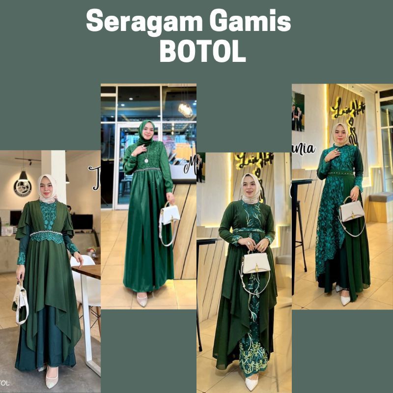 SERAGAM GAMIS WARNA HIJAU BOTOL / SERAGAM BRIDESMAIDS / GAMIS WISUDA / SERAGAM BUSANA MUSLIM