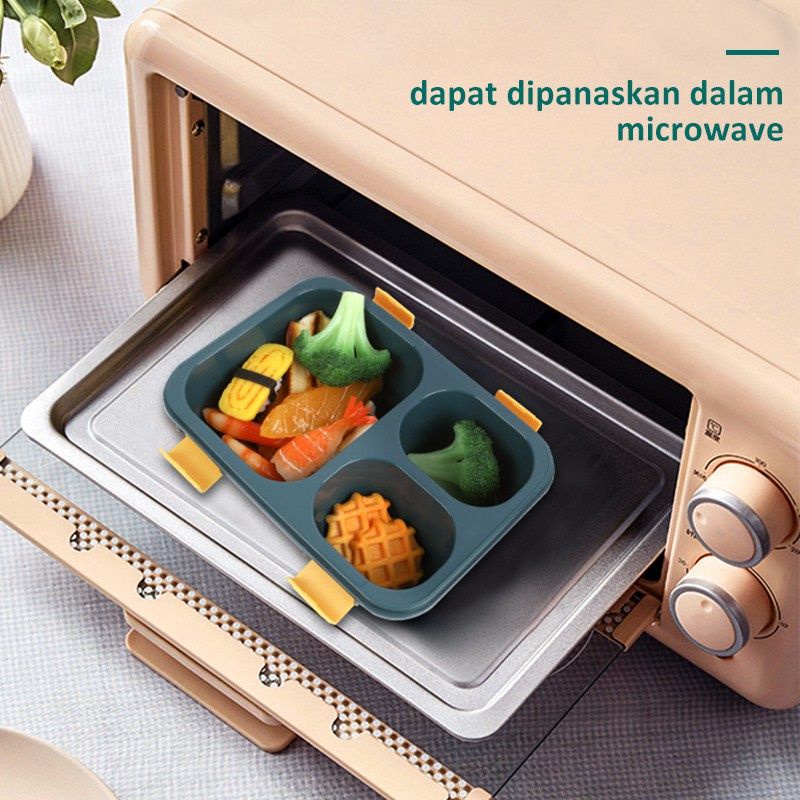Kotak Bekal 3 &amp; 4 Celah / Kotak Bekal 3 Sekat Anti Tumpah