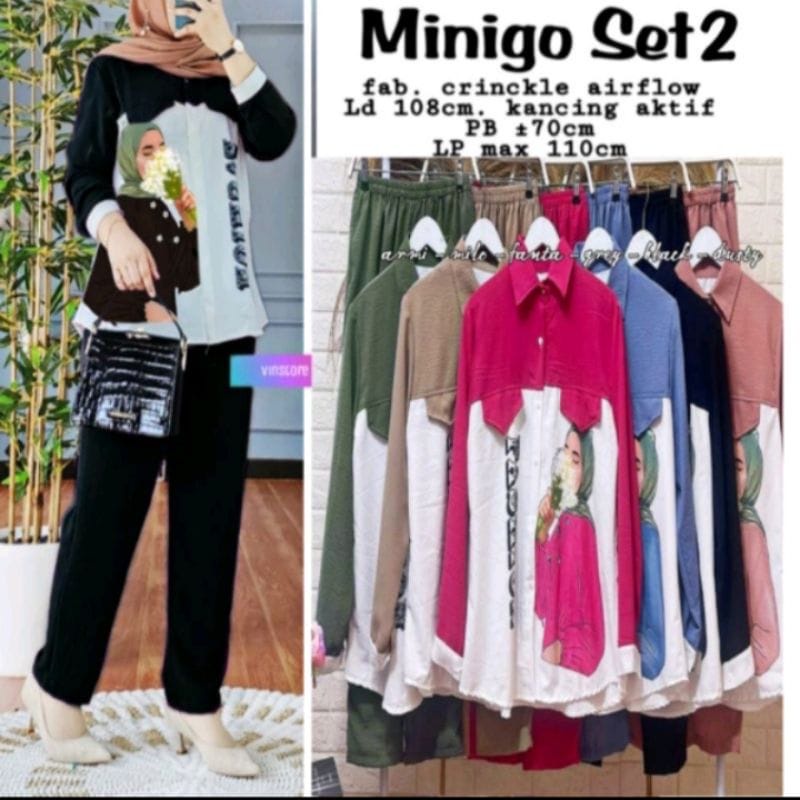 ONE SET VIRAL SABLON BAHAN CRIKEL(KEMEJA + CELANA) TERBARU TRENN MASA KINI SETELAN WANITA