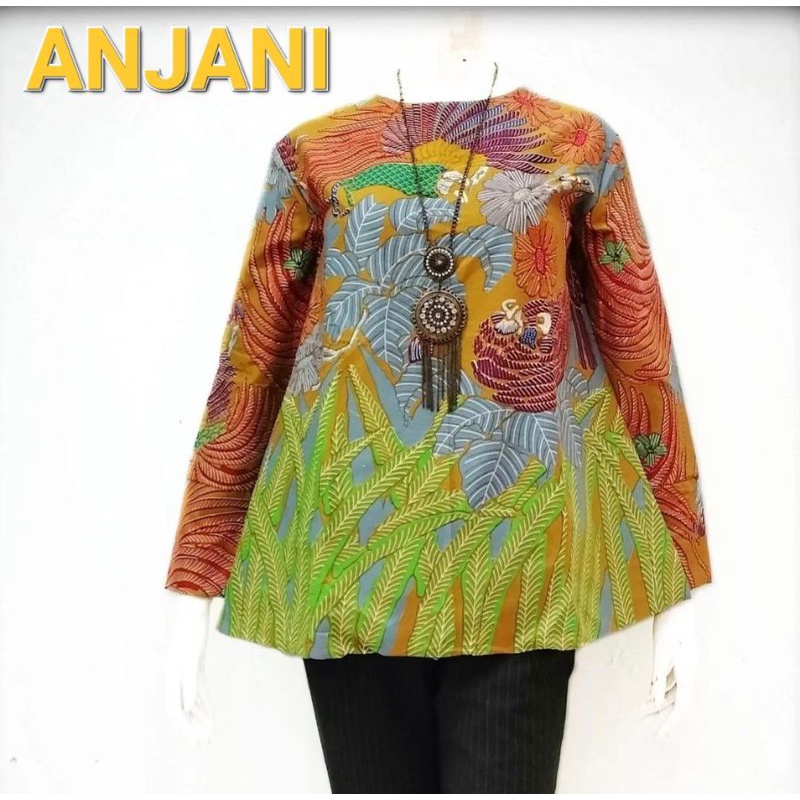 BLOUSE BATIK WANITA BUAT KERJA LAPIS TRIKOT KAIN KATUN HALUS MURAH