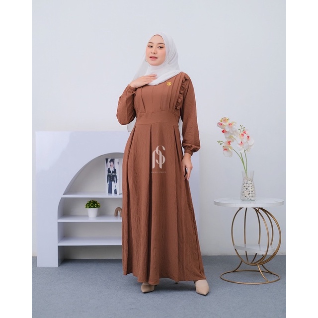 GAMIS LEBARAN TERBARU 2022 BAHAN LADYCRUSH  FULL KANCING AINAYA MIDI DRESS BY AL HASAN