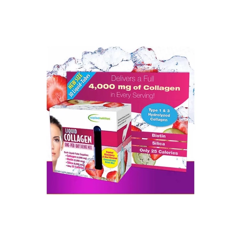 Applied Nutrition Liquid Collagen Drink Mix Tubes, 4000 Mg, 30 Ct