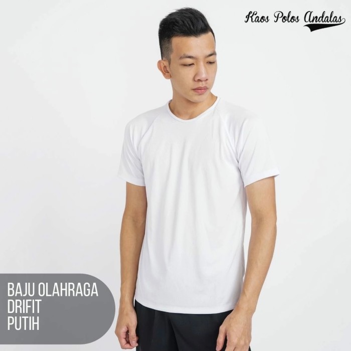 TERLARIS KAOS POLOS DRYFIT BAJU OLAHRAGA JERSEY POLOS PUTIH - Putih, M