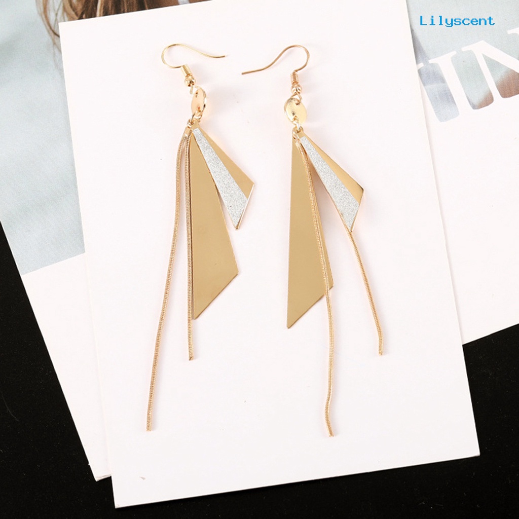 [LS] Anting Segitiga Rumbai Liontin Vintage Alloy Anting Kait Menjuntai Panjang Untuk Wanita