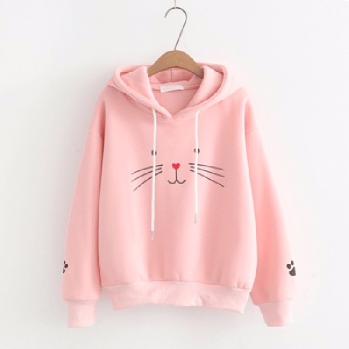 SWEATER HOODIE JUMPER CAT KUCING TERBARU Sweater Kucing Style Korea Musim Dingin Bahan Flece Tebal Pria dan Wanita