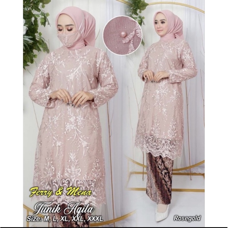 TUNIK BROKAT TILE PREMIOUM TERBARU/Modern seragaman pesta/kebaya best seller/Kebaya termurah by DVN STyLE