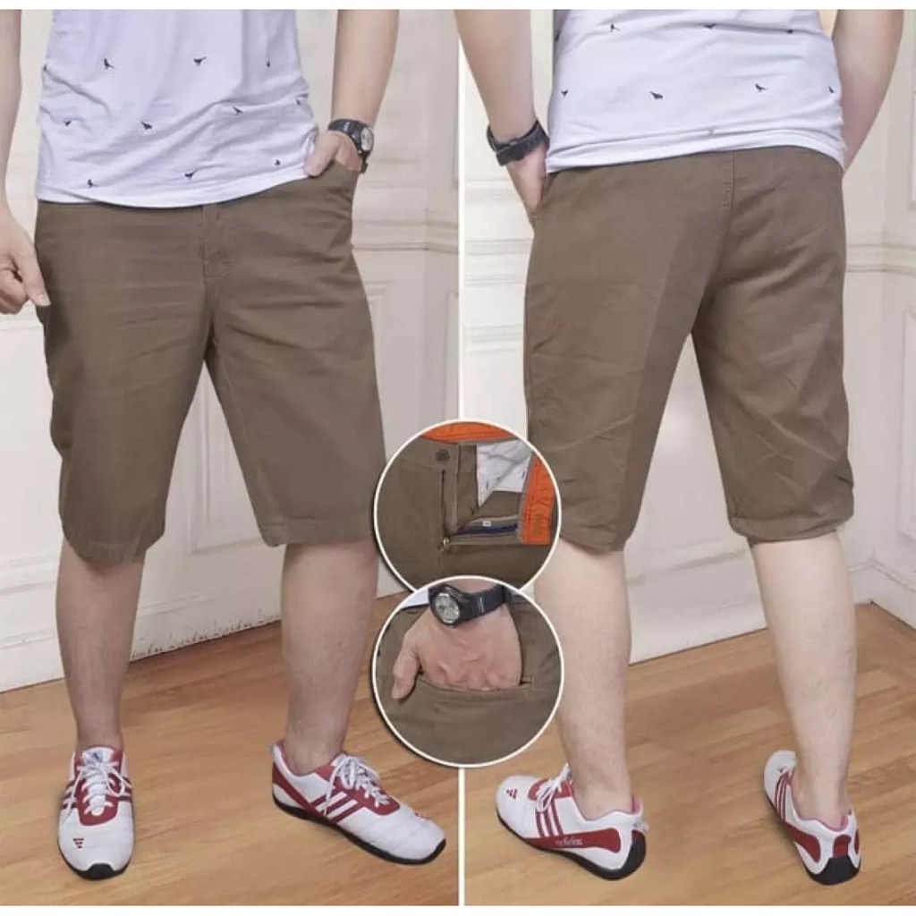 TERLARIS CELANA PENDEK CHINO CINO  PRIA DEWASA BAHAN COMBED STRETCH BIG SIZE JUMBO 22-44