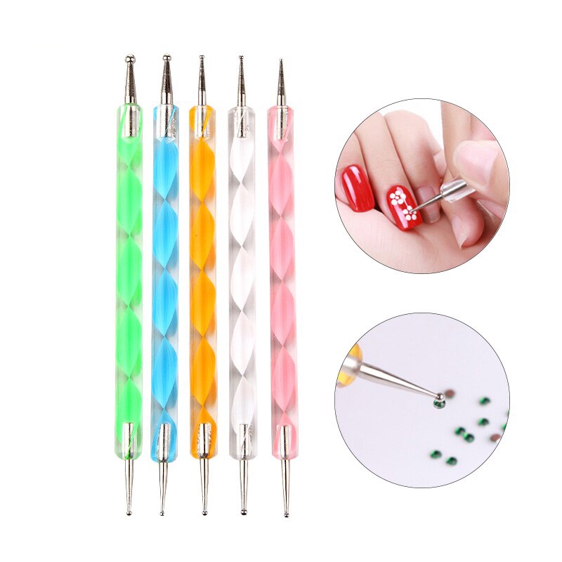 Set 5 pcs Dotting Tools Dot Pen Dotting Nail Art Tools Perlengkapan Kuku Manicure Pedicure Rhinestone Gem Jewelry Beads Sequins Acrylic DIY Painting Pen