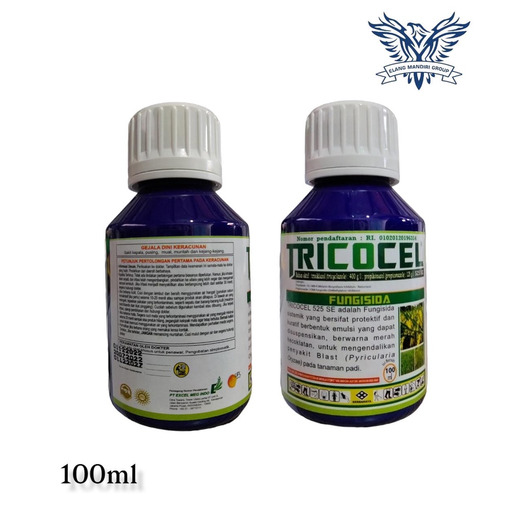 Fungisida Tricocel 525SE 100ml Pembasmi Jamur Pada Tanaman Bahan Aktif: trisiklazol 400 g/l dan propikonazol 125 g/l Fillia Emerge Popzole