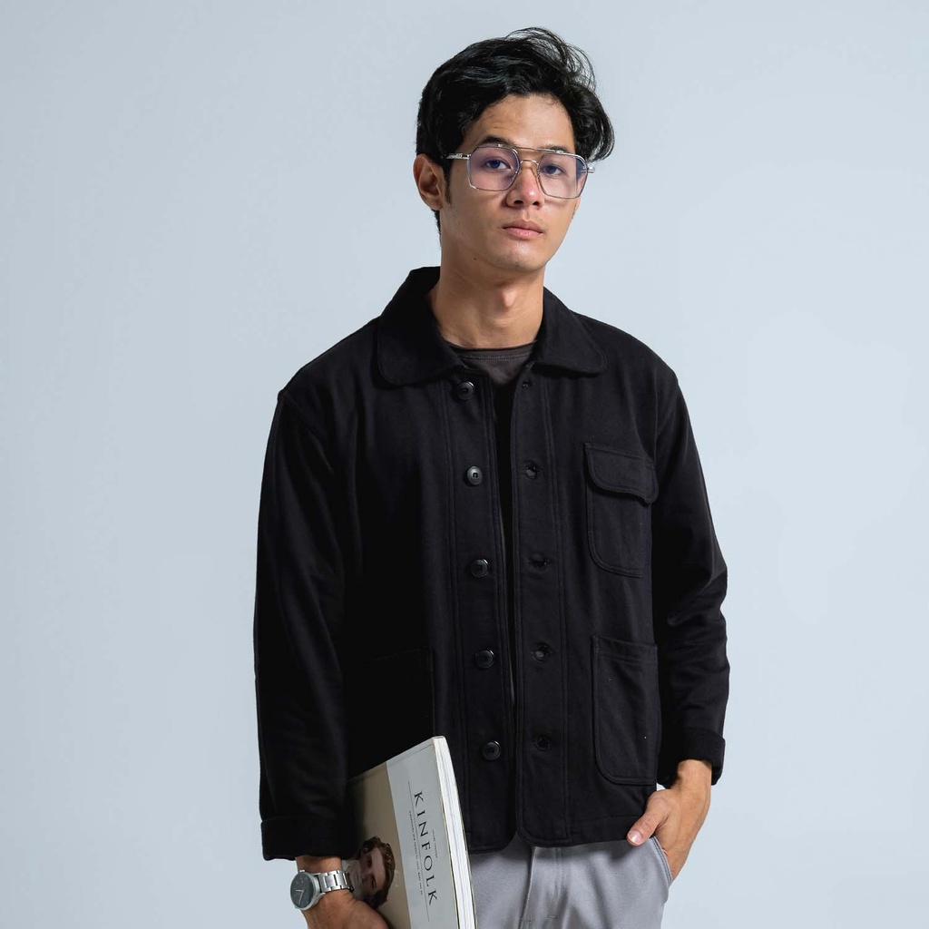 JB - Trucker Bary Black - Jaket Klasik Pria