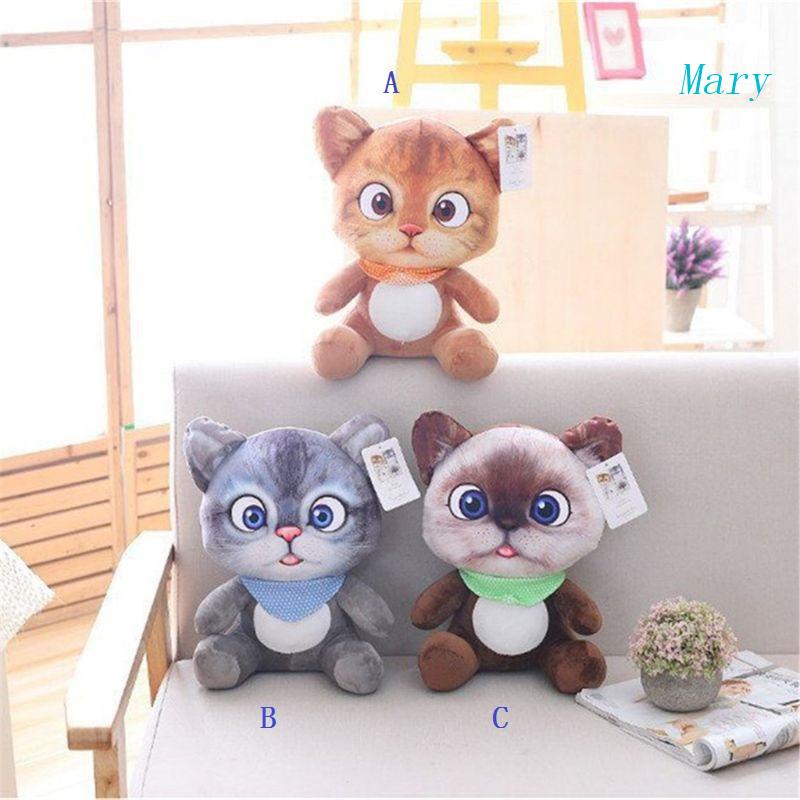 Mary 20cm Boneka Plush 3D Kitten Cushion Bantal Untuk Dekorasi Meja Emosi Menenangkan Non-Deform Office Ornament Mobil Accs
