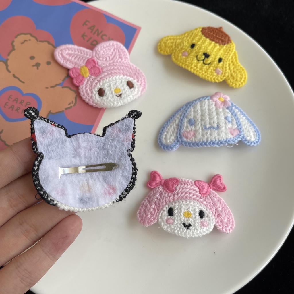 SANRIO JEPIT RAMBUT/ JEPIT PONI ANAK   DEWASA RAJUT/ CINNAMOROLL/ KUROMI/ MELODY / POPMPOM BAHAN RAJUT PREMIUM