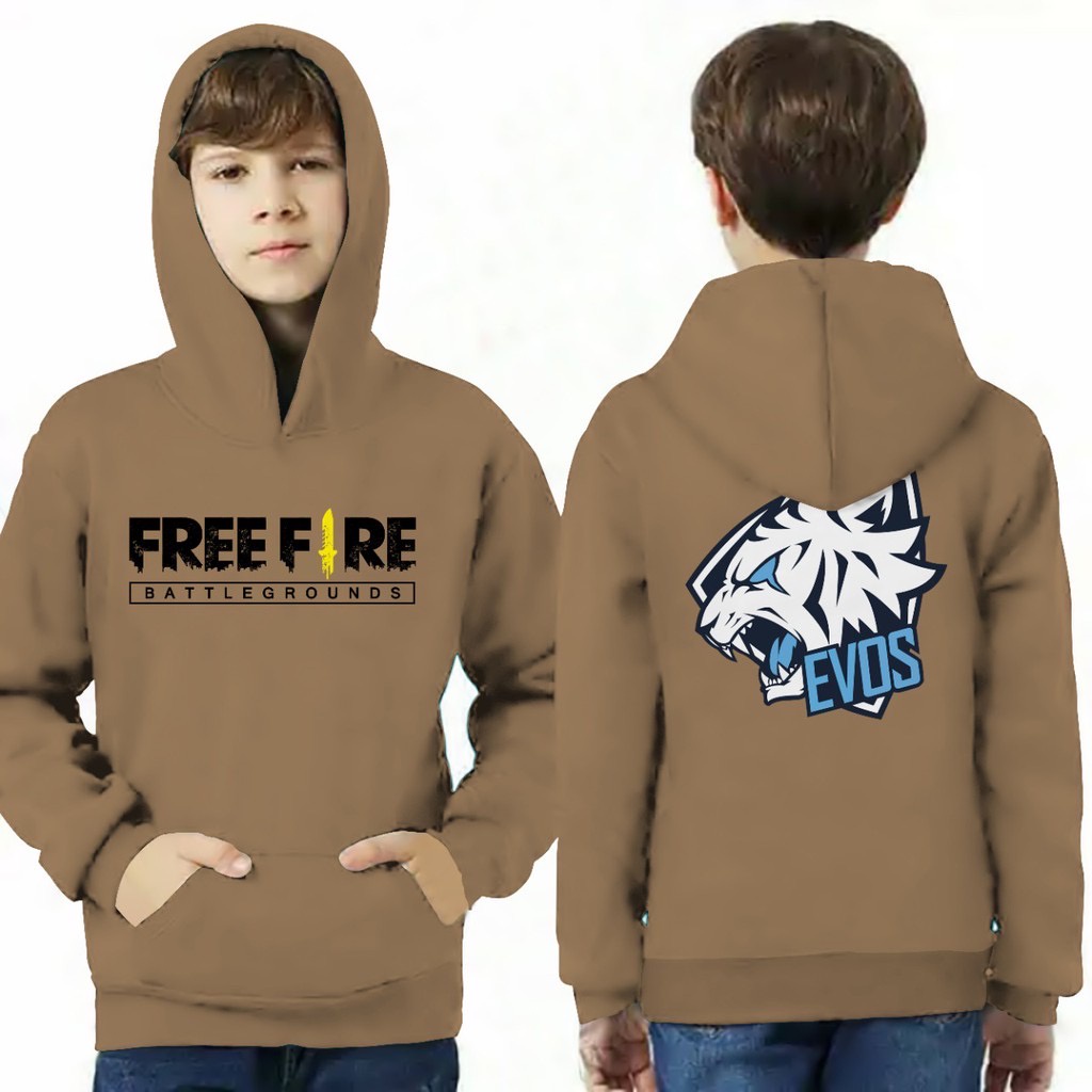 FREEFIRE EVOS Jumper Hoodie Anak II Jaket Hoodie Anak Viral Bahan Fleece Size M - XL ( Laki Laki &amp; Peremepuan )