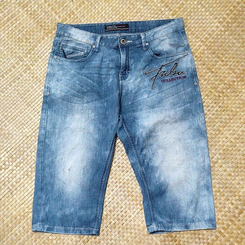 Celana jeans pria FUBU celana pendek pria celana pendek cowok