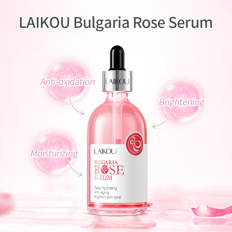 LAIKOU Bulgaria Rose (Mawar Bulgaria)Serum Mengurangi Melanin Mengencangkan Pori-pori Anti-aging Melembapkan Essence 100ml