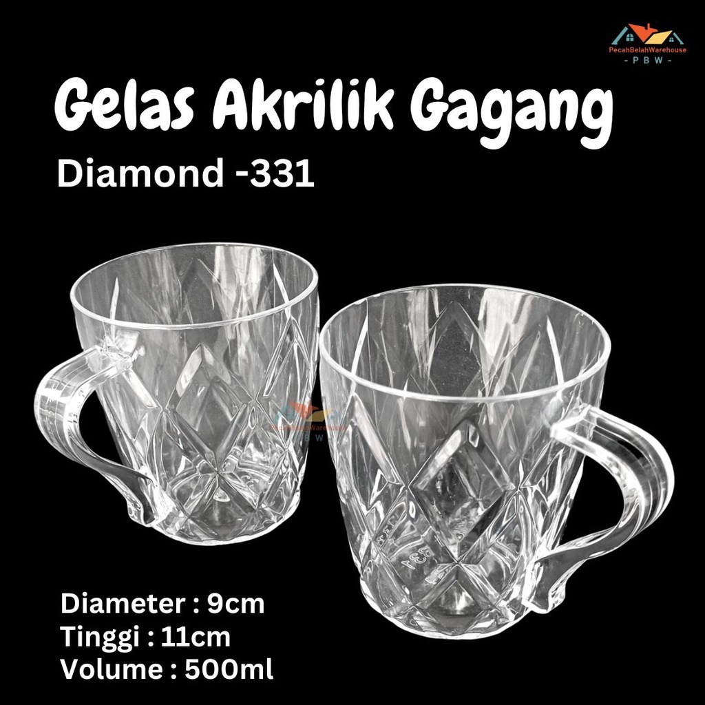 Gelas Akrilik Gagang 331 Anti Pecah / Gelas Anti Pecah / Gelas Bir
