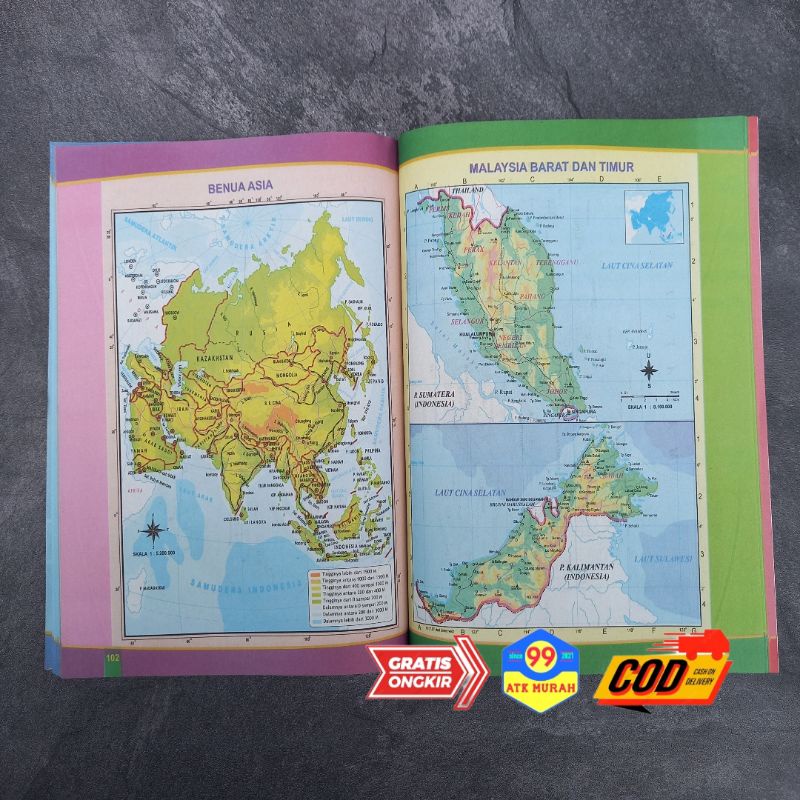 Buku ATLAS DUNIA Terlengkap 38 provinsi/peta dunia/buku geografi