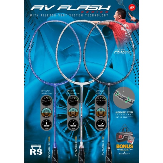 Raket Badminton RS AV FLASH 62 61 52 51 32 31 Control Power Prof Speed Original