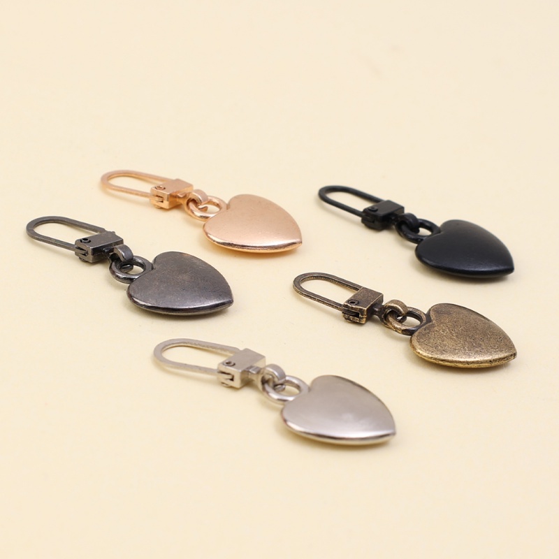 Detachable Heart Shape Metal Zipper Puller/Pakaian Luggage Tag Zip Slider/Gesper Rusak DIY Perbaikan Ritsleting Instan Snap