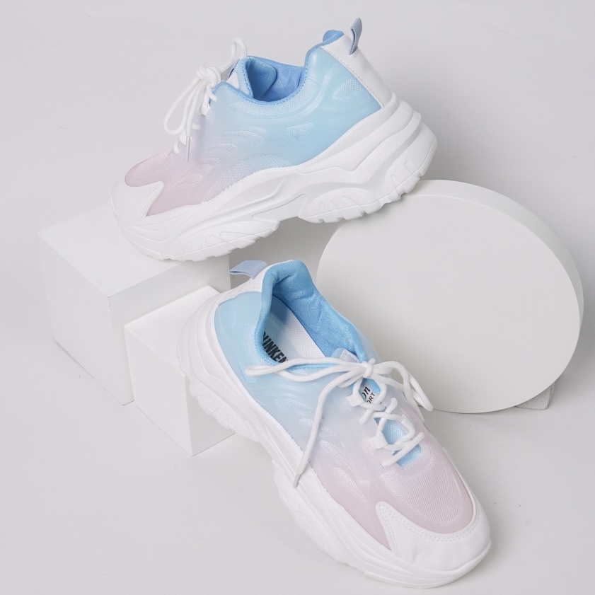 LAPEPA YUK - Dunkenstock QUEEN Sepatu Wanita Sneakers Tinggi 6cm Size 36 - 40 Bahan Canvas Rubber Premium Karet Tidak Licin Sneaker Sport Belleza Casual Warna Blue Biru Polos 5cm Kekinian Korean Style Korea Terbaru Shoes Ori Original Mall Official Store 1