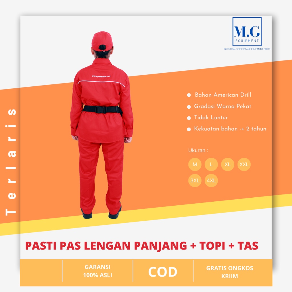 Pilihan Seragam Terbaik untuk Karyawan SPBU dan Pertamina Pasti Pas dan Praktis Lengan Panjang + Topi + Tas