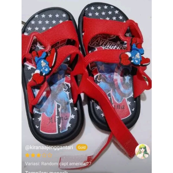 Sandal gunung anak real picture Captain America dan Spiderman uk 24-35