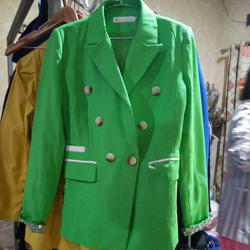 Jual PREMIUM BLAZER HIJAU STABILO | Shopee Indonesia