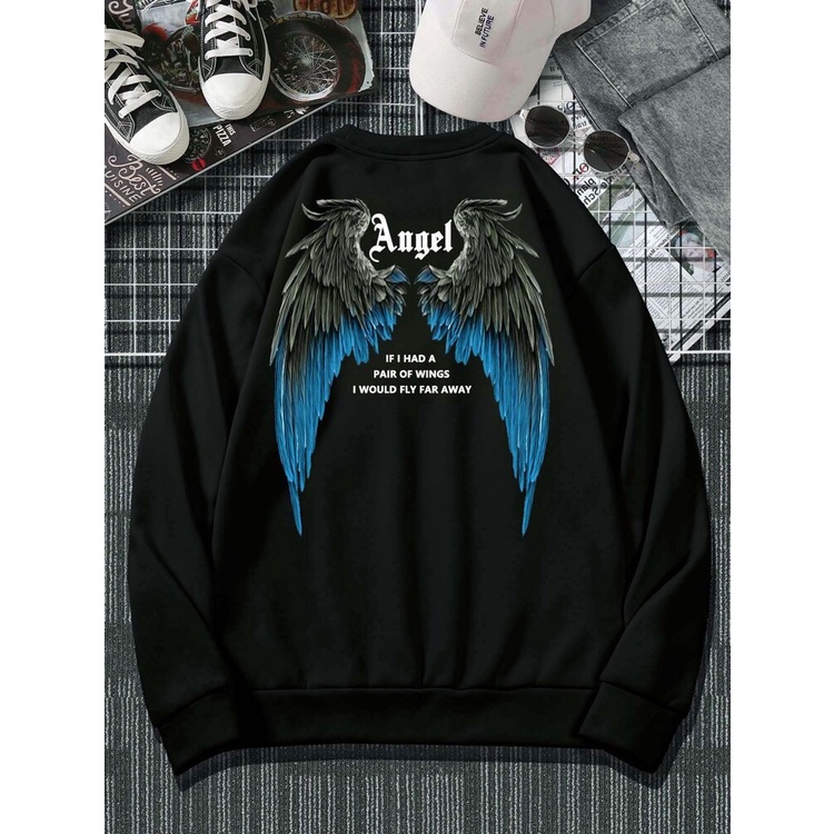 ANGEL WING Sweater Crewneck Print DTF II ANGEL WING Sweatshirt Basic II Sz M - XL Anak &amp; Dewasa ( Pria &amp; Wanita )