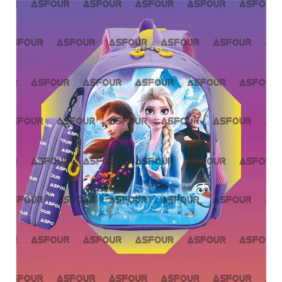 ASfour - Tas Sekolah Anak Perempuan Frozen Anna Elsa Olaf SD TK PAUD