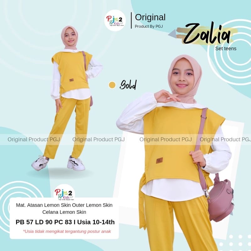 Zalia Set Kids 3in1/ One Set Anak Perempuan 10-14 Tahun / Setelan Anak (Atasan + Outer + Celana)