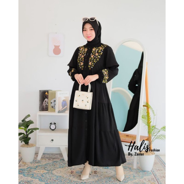 Gamis halis cringkle bordir halis 2