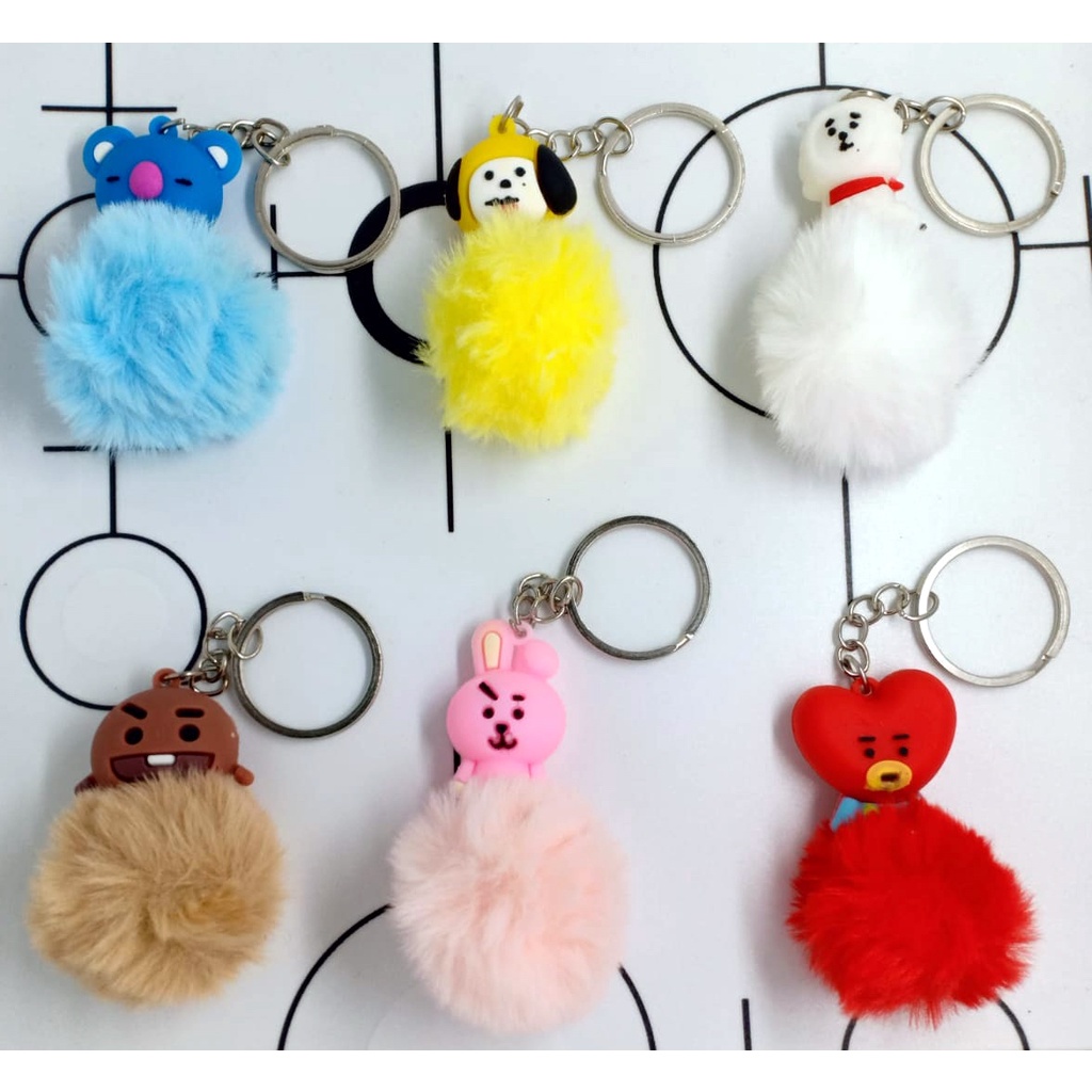 Gantungan Kunci BT21 PomPom Key Chain BTS Korea Lucu ~ DeBlinx