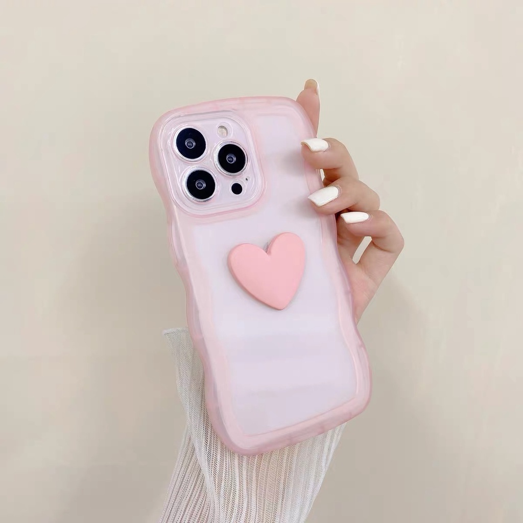 soft Case Silikon Transparan Motif Hati Untuk iPhone 11 12 13 14 Pro Max XS Max XR 7 8 Plus