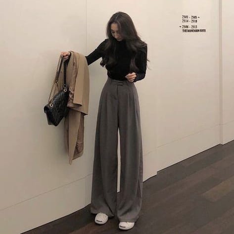 Premium Celana Kulot Crinkle Highwaist Wanita Loose Cullote Pants Panjang Celana Kerja Kantor