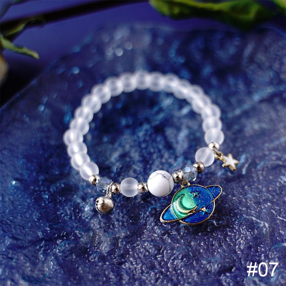 Timekey Fashion Niche Langit Berbintang Gelang Astronot Manik-Manik Kristal Adjustable Gelang Wanita Pria Perhiasan Aksesori B3E7