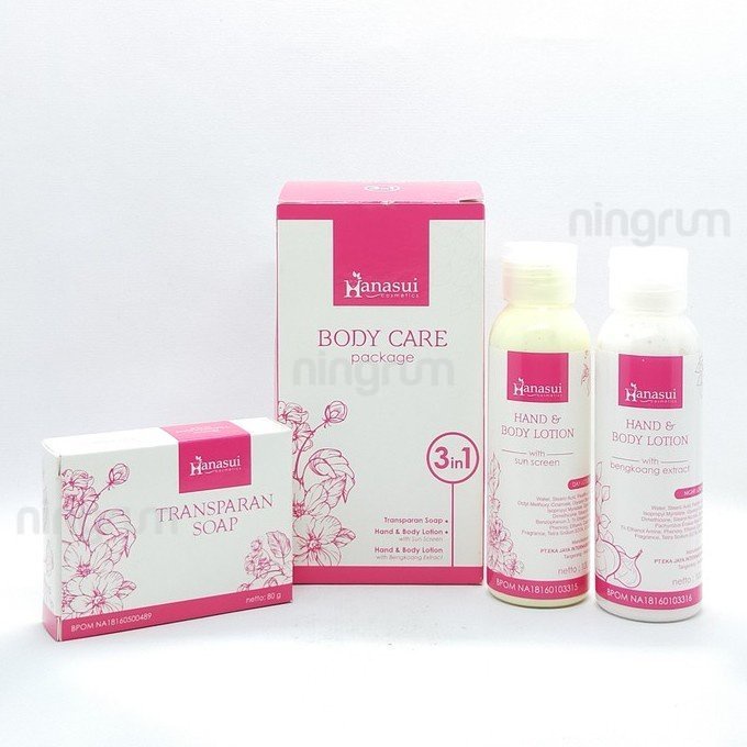 Ningrum - Hanasui Body Care 3 in 1 Package | Transparent Soap | Day &amp; Night Lotion Paket Kecantikan Original BPOM - 5031