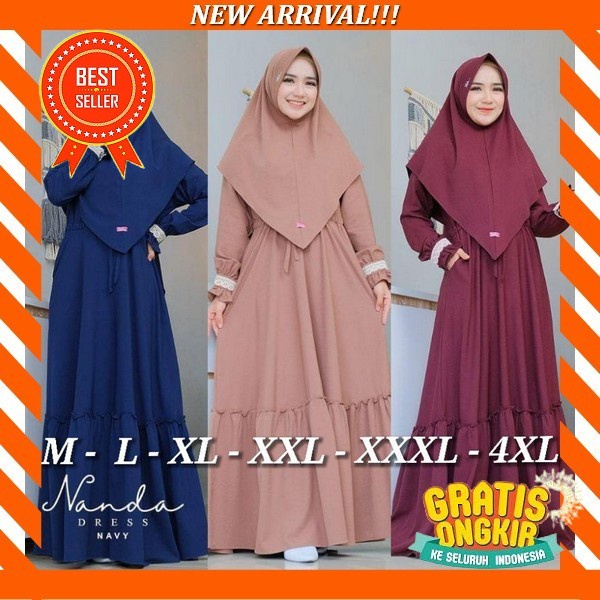 Gamis Ceruty Baby Doll Full Furring Di Bagian Depan Model Batwing Zipper Depan Ada Tali Belakang Pre