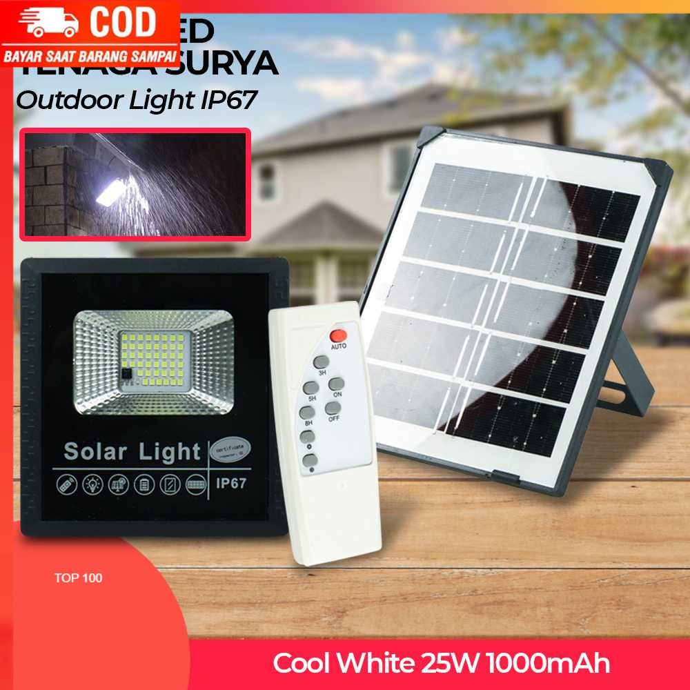 ( 100% BARANG ORI ) OOBEST Lampu LED Solar Panel Outdoor Light IP67 Cool White 25W 1000mAh - OB44