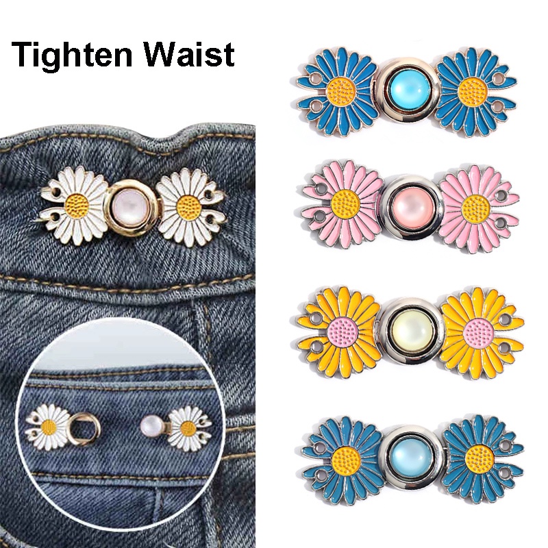 Daisy Jahit Mengencangkan Pinggang Kancing/Gesper Pinggang Lucu Tahan Lama Untuk Jeans Celana Kerah/DIY Pakaian Cloth Bags Daisy Buttons Aksesoris