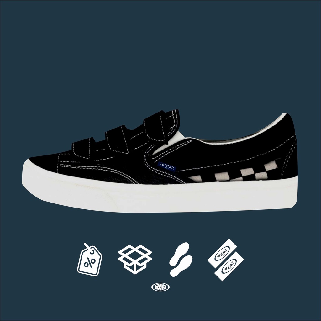 HOOKZ.INC - SEPATU SLIP ON VLCRO CB | CHECKERBOARD | ORIGINAL 100%