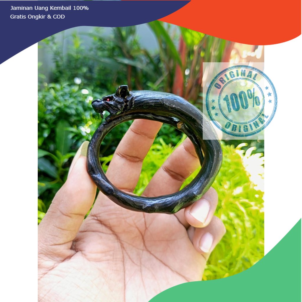 Gelang Akar Bahar Hitam Ukir Macan