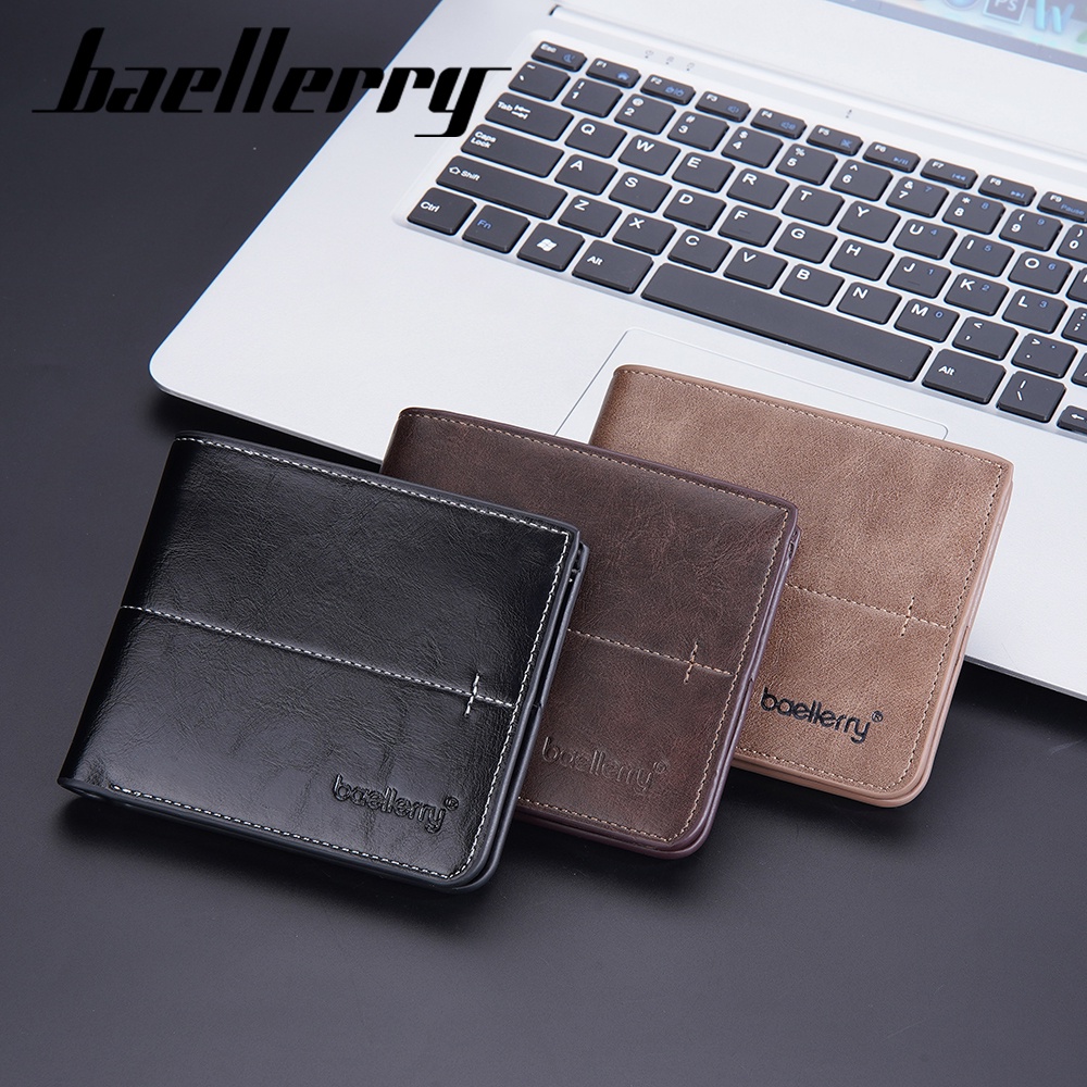 BAELLERRY D3242 Dompet Pria Lipat Bahan Kulit PU Leather Premium WATCHKITE WKOS