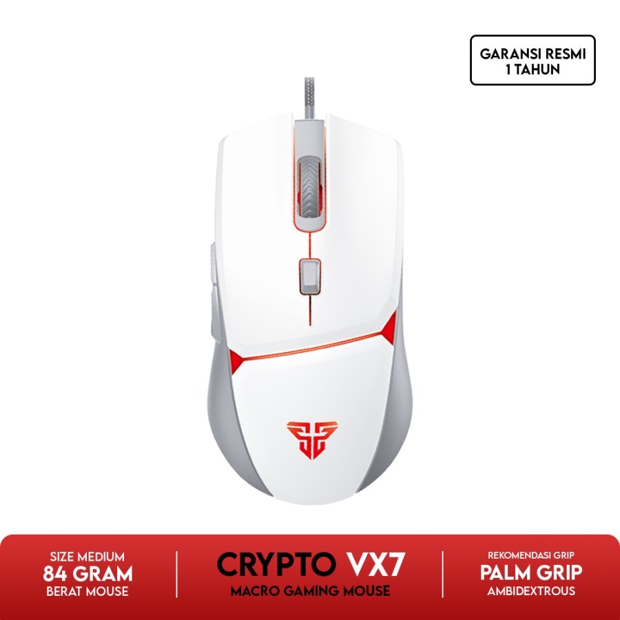 Mouse Fantech CRYPTO VX7 Gaming Macro - White Putih