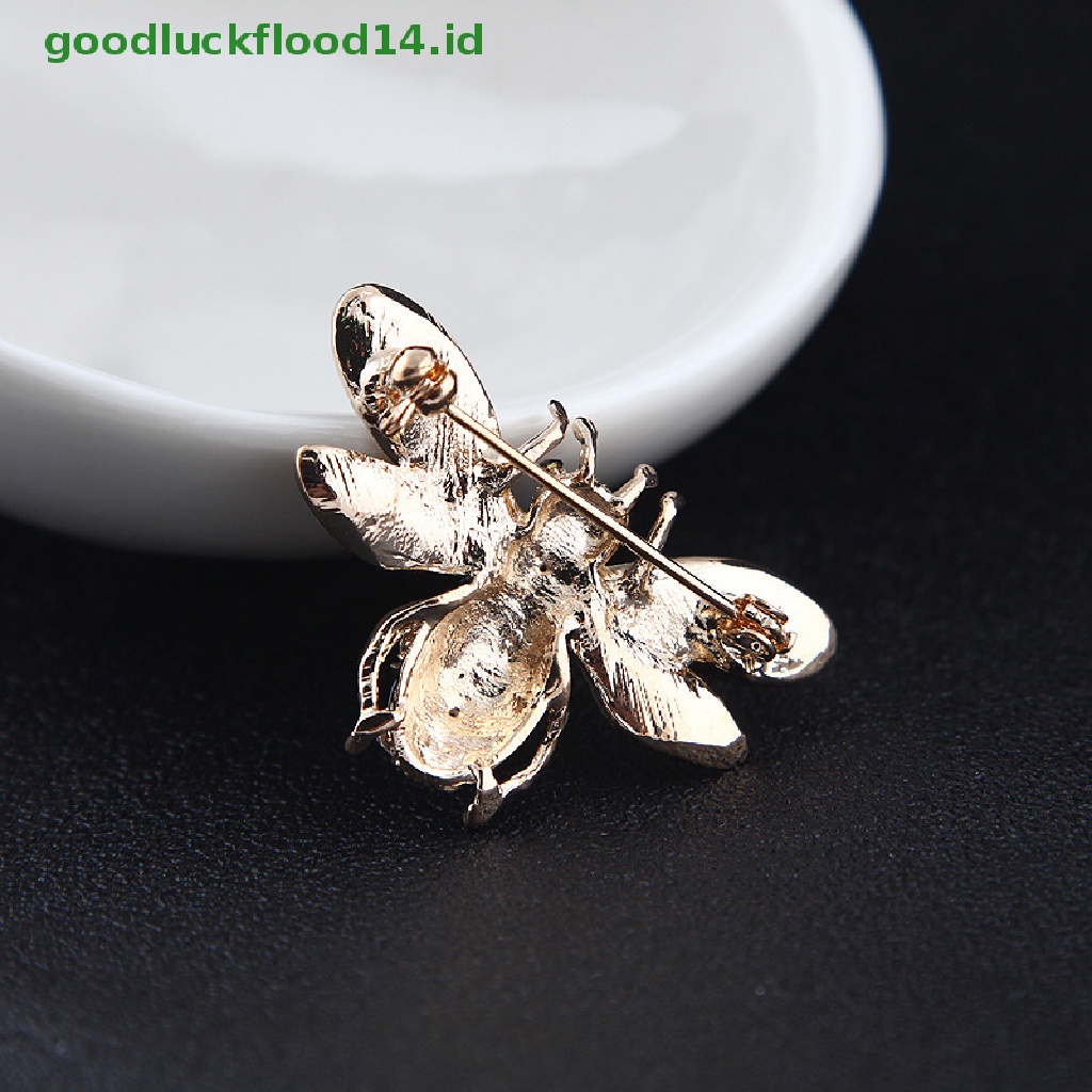 [GOOGFOUR] Mode Enamel Kristal Lebah Bumblebee Serangga Bros Pin Korsase Perhiasan Elegan [TOP]