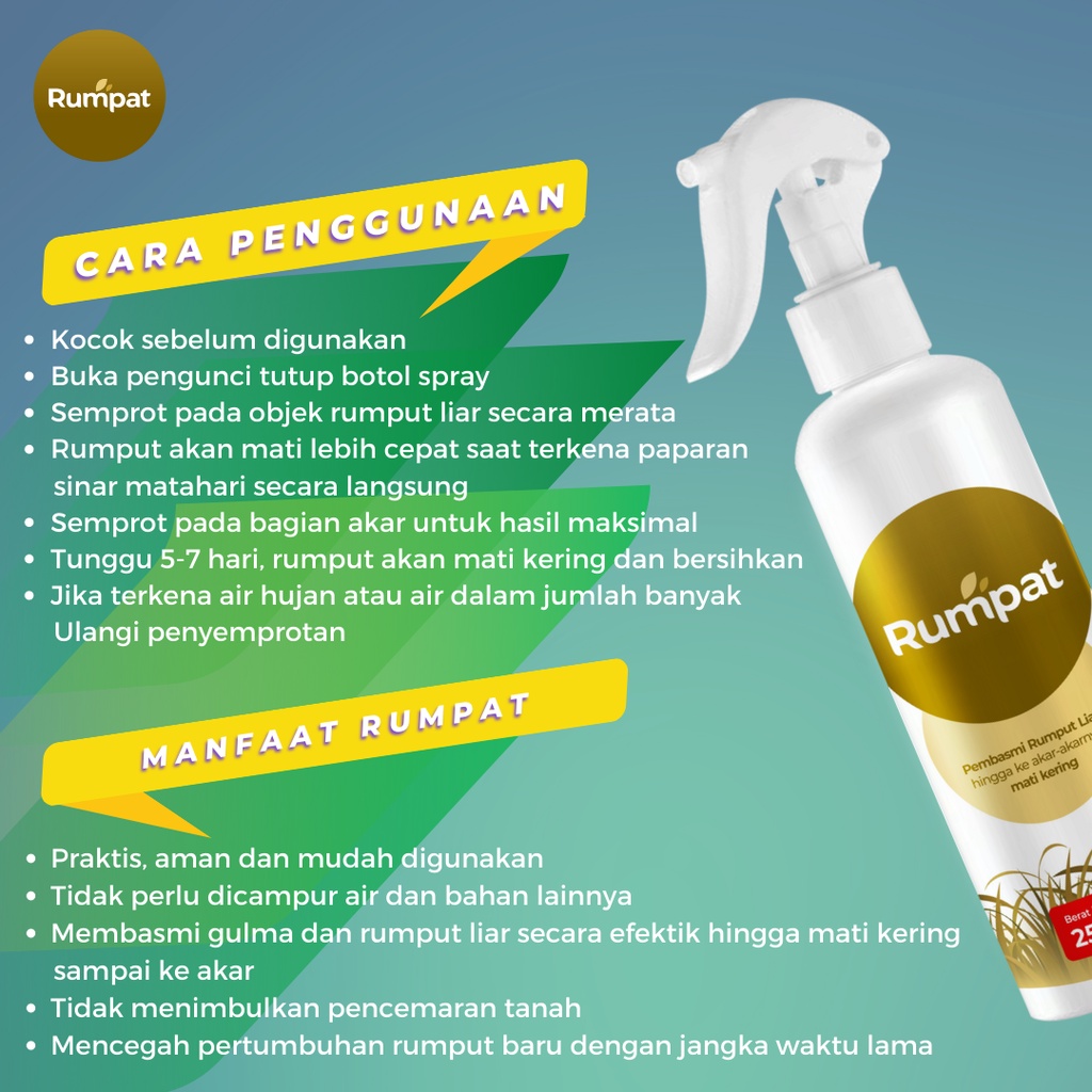 Rumpat Pembasmi Rumput Liar Hingga Akar Mati Kering Bergaransi Siap Pakai 250ML