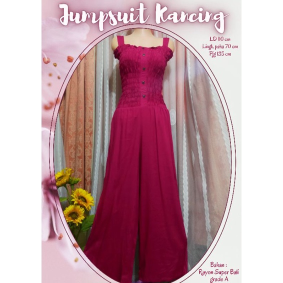 Jumpsuit kancing celana panjang //Jumpsuit kerut panjang // Jumpsuit kerut kancing