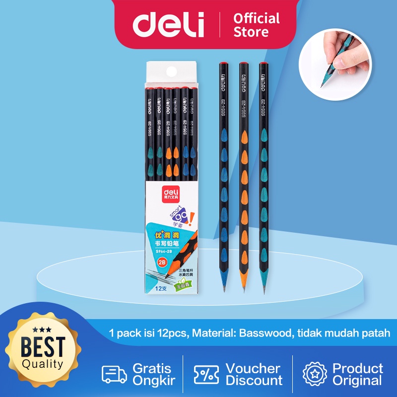 

PRODUK- DELI GRAPHITE PENCIL / PENSIL KAYU WARNA-WARNI 2B ISI 12PCS/PACK NYAMAN DIGENGGAM S964 .