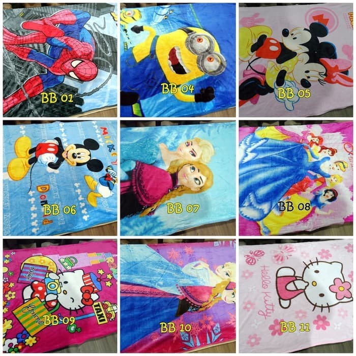 Selimut dewasa Lembut Minions Dora Captain America Spongebob 100x140 E8H5 selimut bulu halus selimut