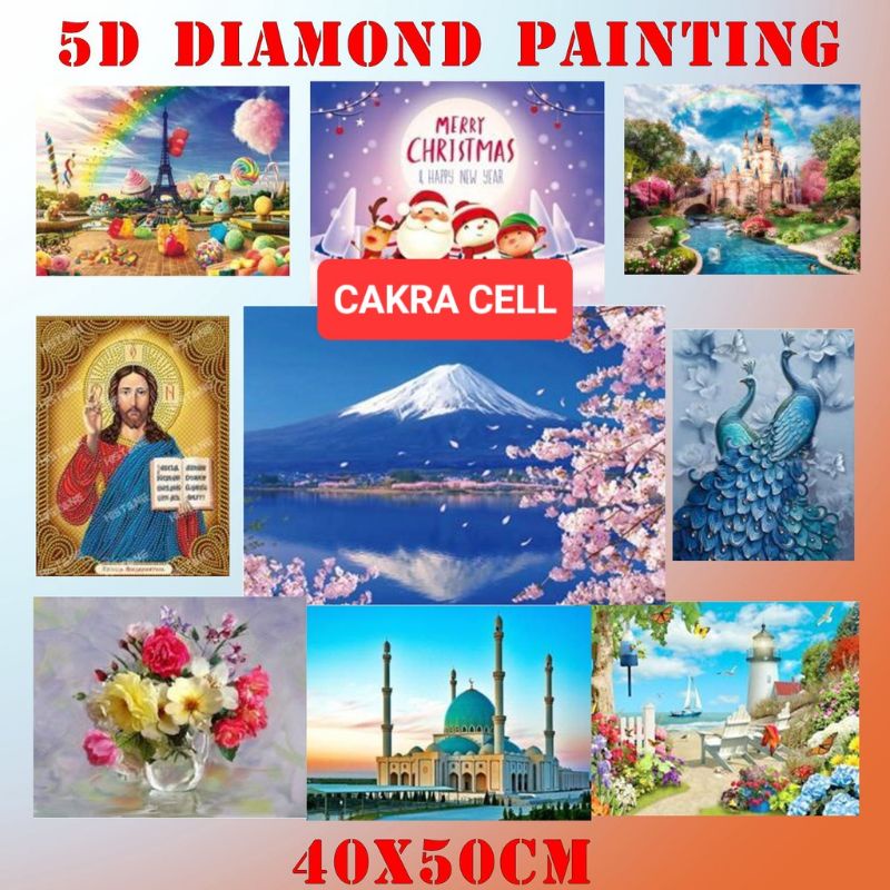 DIY 5D Diamond Painting Art Kit Set Full Drill Mainan Tempel Manik 40 x 50 cm